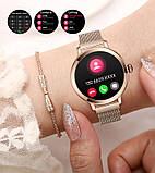 Годинник розумний жіночий наручний Smart VIP Lady Pro Gold круглі багатофункціональні металеві смарт MS, фото 8