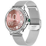 Годинник смарт жіночий наручний сенсорний Smart Brilliant Silver багатофункціональний металевий для жінок MS, фото 6