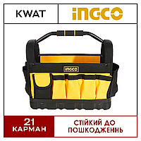 Сумка кошик для інструментів зі спеціальним гачком 410 мм INGCO INDUSTRIAL для майстрів та рибалок