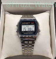 Наручные электронные часы Casio Retro Silver F-91W серебряный цвет (10061)