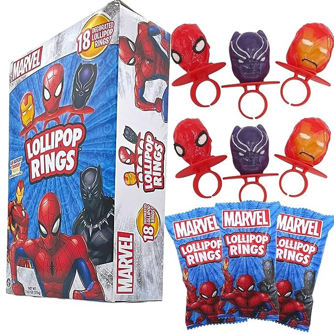 Льодяники Marvel Halloween Lollipop Rings 192 g