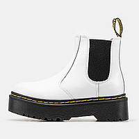 Черевики жіночі зимові Dr.Martens Chelsea білі, Доктор Мартінс шкіряні з хутром, код MD-0253