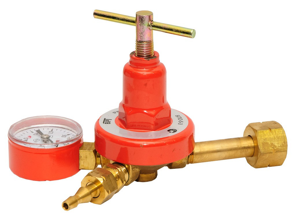 Пропановий редуктор для балона з манометром латунний корпус, тиск газу 0,6 МПа