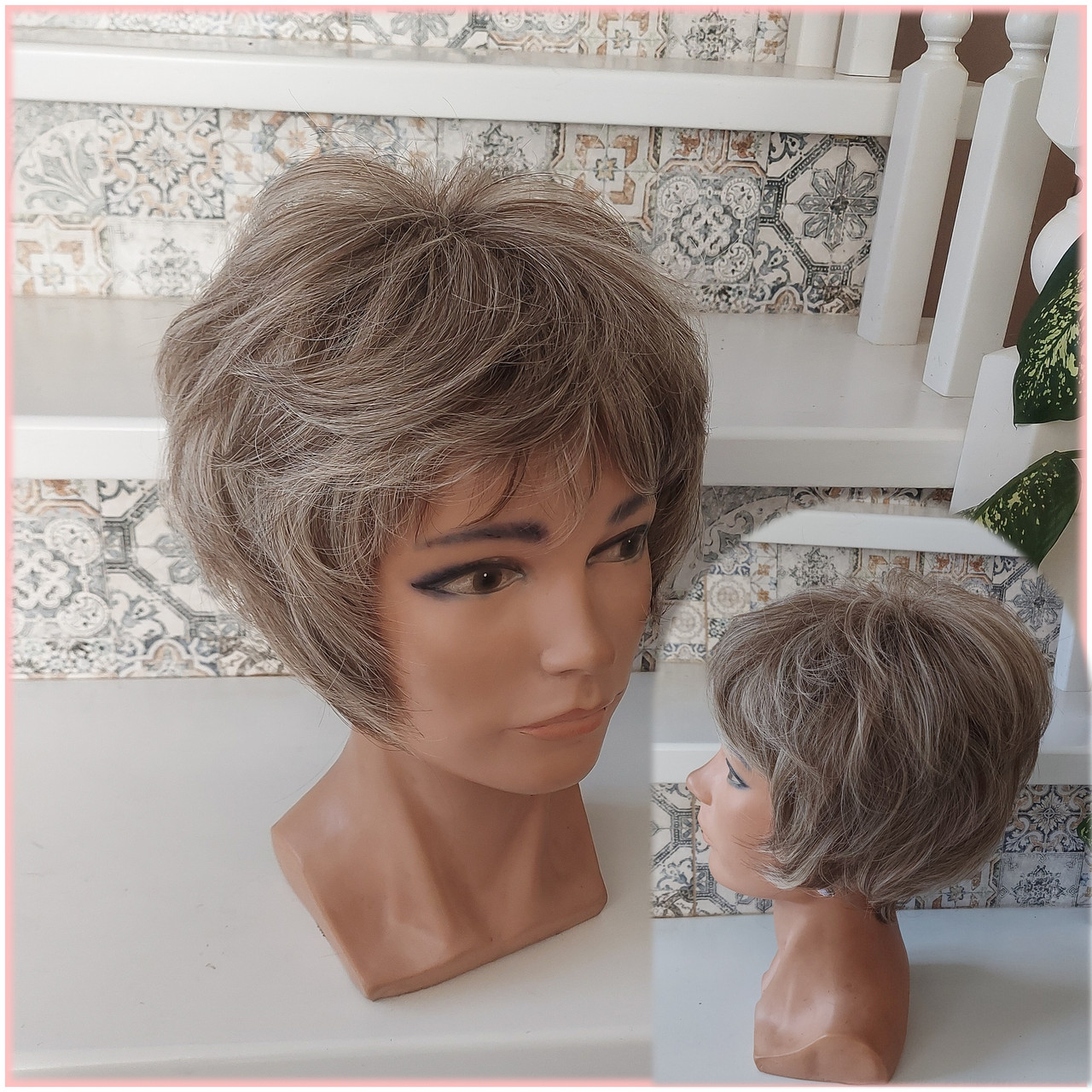 Перука пишна піксі боб з термоволосся платіново-русявий мікс 2851-12/26, фото 1