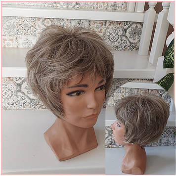 Перука пишна піксі боб з термоволосся платіново-русявий мікс 2851-12/26