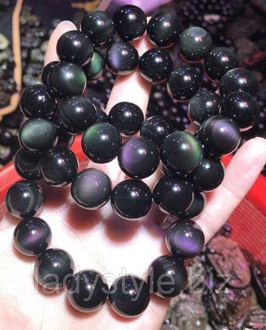 Браслет с радужным обсидианом от студии LadyStyle.Biz кольцо перстень фуксит сапфир топаз кианит аппатит купить украшения подарок талисман камень оберег