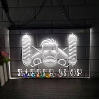 Неоновая LED вывеска 3D Barbershop 40x30cm