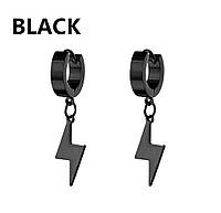 Сережки-кольца с молнией мужские-женские черные в стиле панк