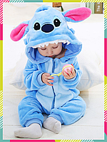 Кигуруми детские для малышей 90 р. костюм пижама комбинезон Стич синий для мальчиков и девочек на утренник