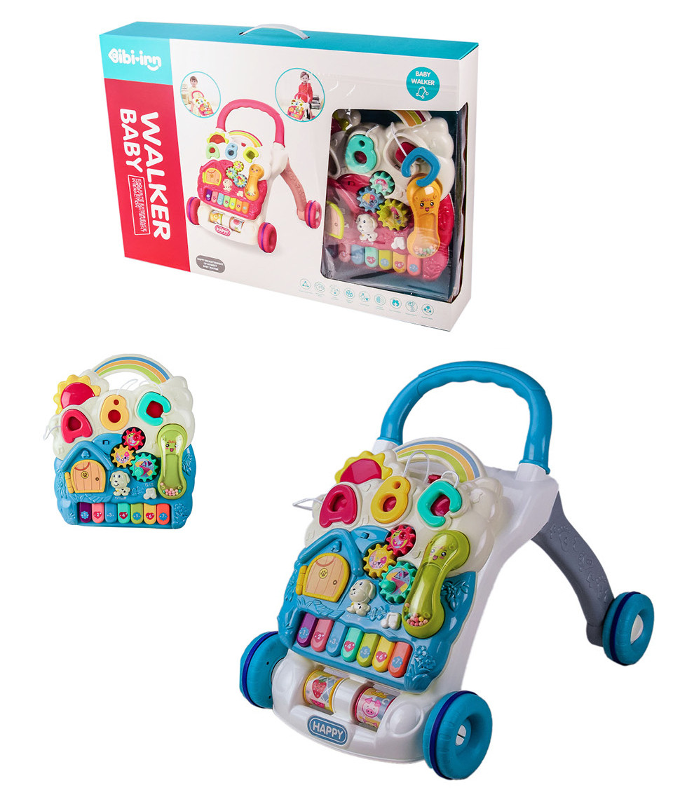 Дитячі ходунки-каталка "Перші кроки", столик, змінна панель, світло, муз.органчик, звуки тварин, шестерні 698-60/61, фото 1