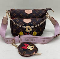 Сумочка женская Louis Vuitton Multi Pochette 3 в1 Mickey Mouse Клатч Сумка маленькая Луи Витон Кросс-боди