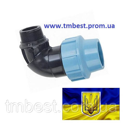 Кут 90*3" РН ПНД затискний компресійний