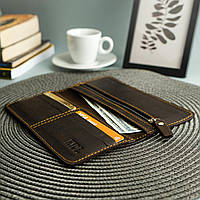 Клатч Breeze (коричневый матовый) удобный кошелек с отделением для карточек и монет натуральная кожа kla0020
