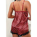 Атласна жіноча піжама з мереживом – комплект для сну з топом і шортами, стильний домашній одяг, подарунок для жінки, фото 7