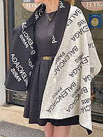 Шарф теплый двухсторонний черный серый кашемировый женский мужской 190*70 Balenciaga Баленсиага