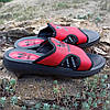 Шлепанцы тапочки открытые летние красные пляжные женские легкие шлепки на черной подошве, фото 6
