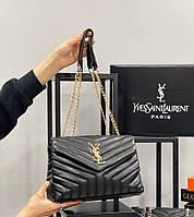 Сумка черная стеганая женская Yves Saint Laurent Сумка на цепочке Ив Сен Лоран Клатч YSL Люкс качество