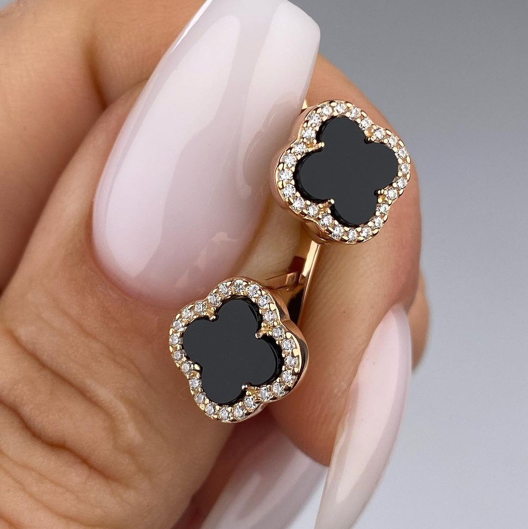 Срібні сережки в позолоті Конюшина 10 мм, фото 1