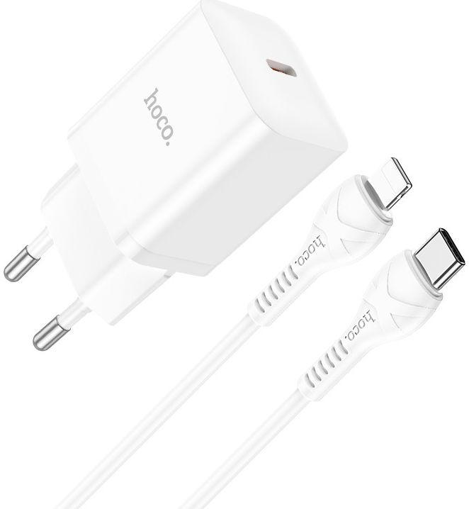 Зарядний пристрій блок і кабель Hoco N27 Innovative 20 W (1 Type-C) + Type-C to Lightning white, фото 1