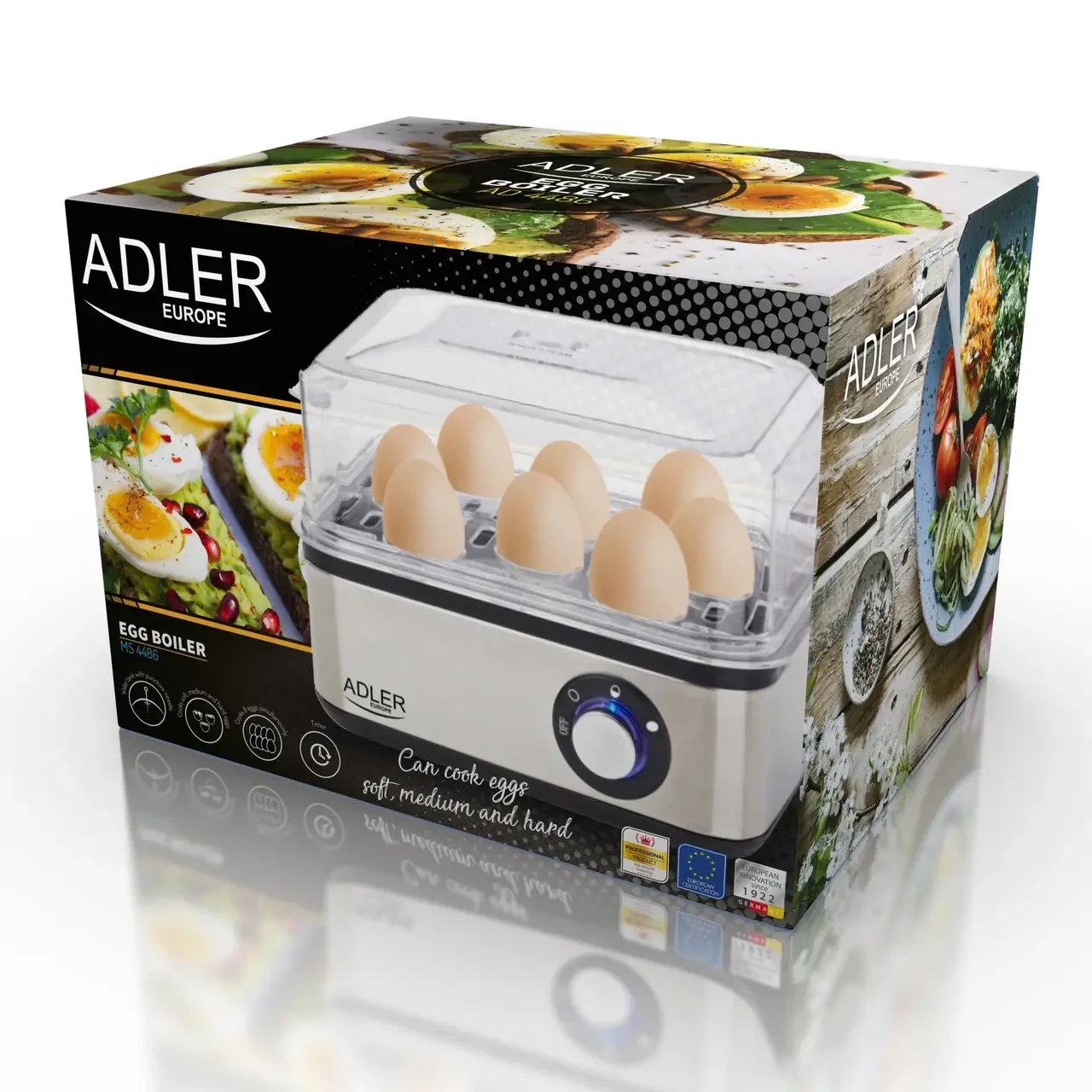 Приспособления для варки яиц на 8 яиц 500 Вт Двухуровневая яичнарка Adler AD 4486 Яйцеварки profi (Яйцеварки) - фото 6 - id-p1985123191
