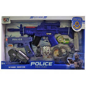 Поліцейський набір  P 12 /13 автомат зі світлозвуковими ефектами, пістолет зі звуком, кобура, свисток, наручни