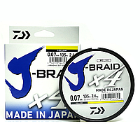 Японський шнур 0.13 Daiwa J-Braid X4E 0,13mm 135m Yellow 5.9кг Шнур рибальський японія