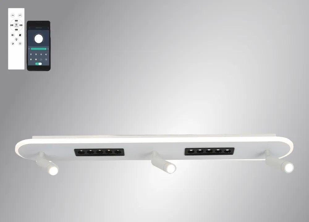 Керована світлодіодна люстра Esllse SHEFFIELD 52+6W-3RL-APP-800x120 WHITE/BLACK-220-IP20, фото 1