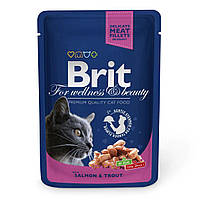 Влажный корм для котов Brit Premium Salmon & Trout 100 г Акция