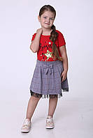 Комплект для девочки серая юбка и красная футболка со звездой Wanex 104 см., 4 года