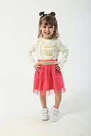 Комплект детский "You`re cute" коралловая фатиновая юбка и белая футболка Wanex 92 см., 2 года