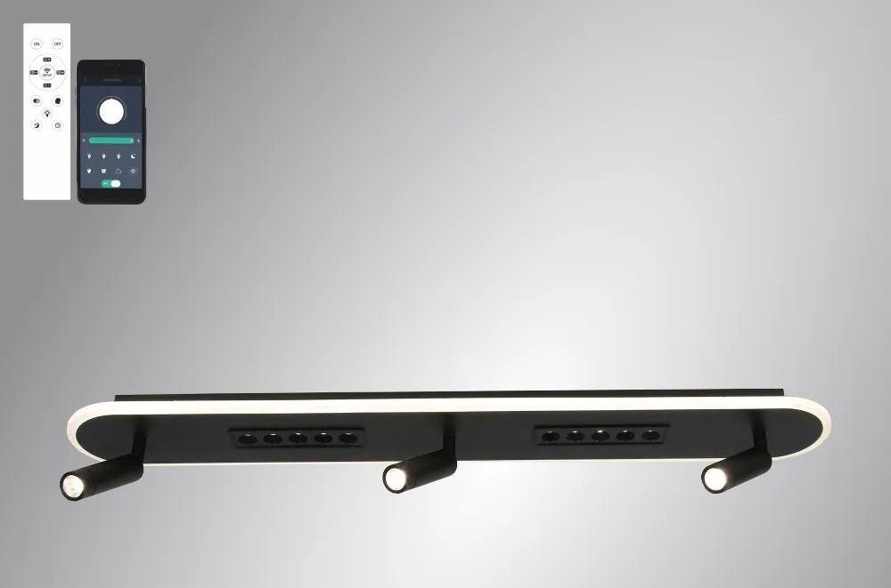 Керована світлодіодна люстра Esllse SHEFFIELD 52+6W-3RL-APP-800x120 BLACK/WHITE-220-IP20