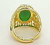 Каблучка з великим каменем печатка мед золото із зеленим овальним каменем і красивими візерунками р. регульований, фото 4