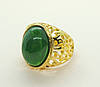 Каблучка з великим каменем печатка мед золото із зеленим овальним каменем і красивими візерунками р. регульований, фото 3