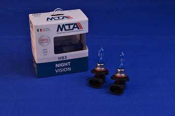 Лампа автомобільна HB3 12 V 65 W P20D NIGHT VISION + 80% (2шт) (ближня/даля, протитуманна) MTA