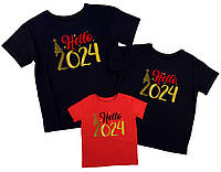 Family look набор футболок с надписью "hello 2024" Family look