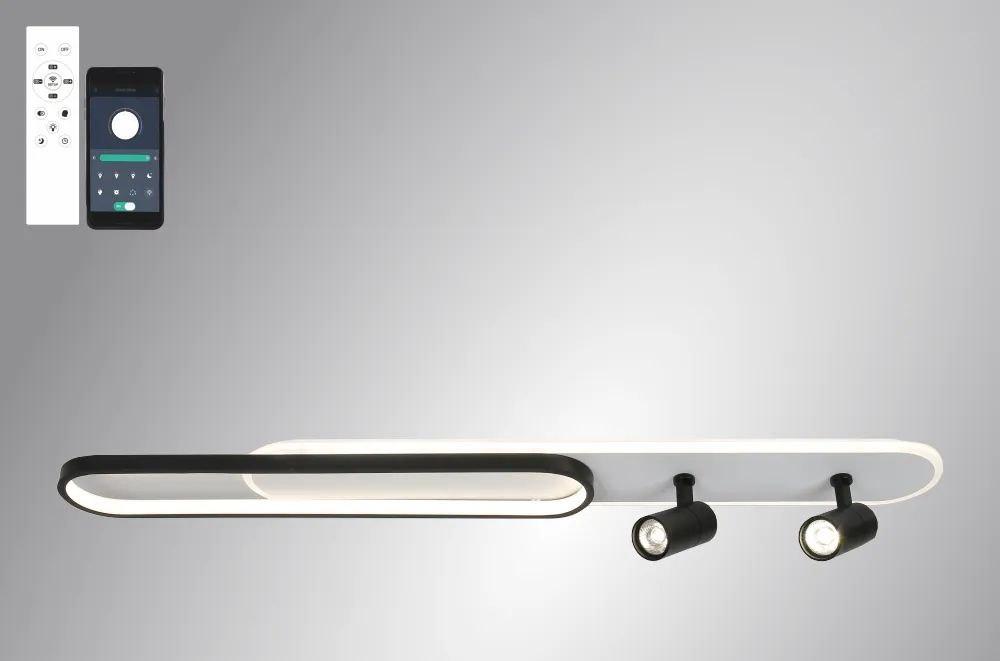 Керована світлодіодна люстра Esllse EDINBURGH 70+8W 2LR WHITE/BLACK, фото 1