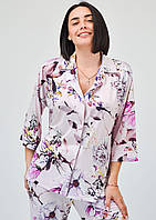 Блуза женская №1521 розовая с принтом размер S