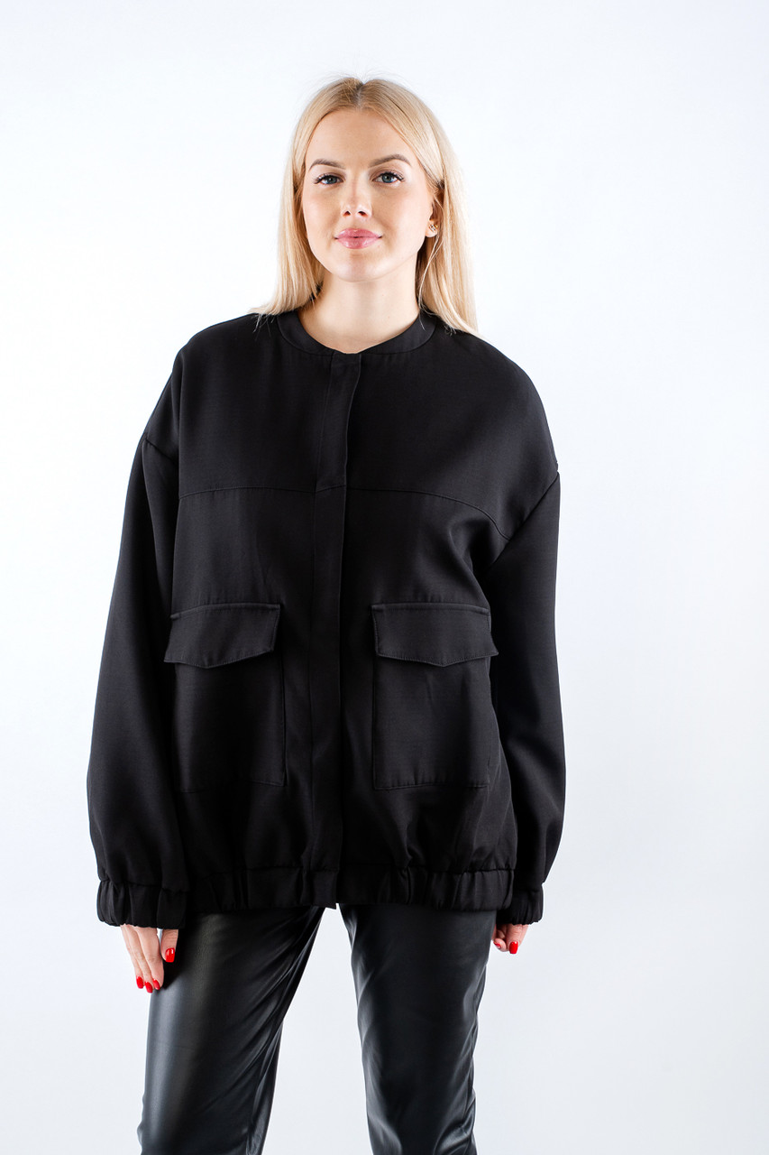 Куртка бомбер жіноча з кишенями чорна 22008 XS (2000000118857)