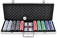 Покерный набор в алюминиевом кейсе на 500 фишек (62x21x8 см) Уцененный товар: Повреждён кейс №500