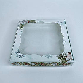 Коробка для пряника, 200*200*30 мм, з вікном, "Святкова гілочка"
