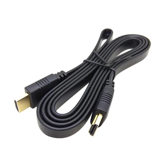 Кабель HDMI на 1.5 м плоский для передачі відеосигналу чорний