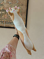 Кот Подушка декоративная для больших и маленьких, подушка обнимашка, подушка батон 90 см, 70 см, 50 см 50 см, Бежевый