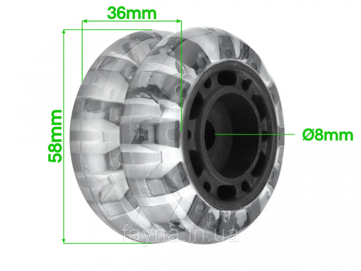 Подвійне колесо для ремонту валізи К09 (D=58х8мм), фото 1
