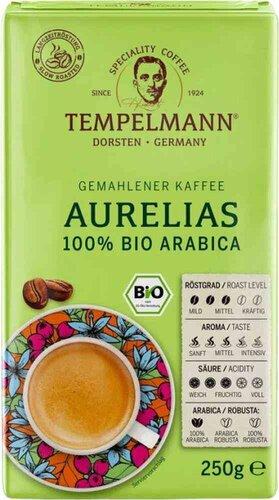 Кава мелена Tempelmann Aurelias 100% Біо Арабіка 250 грамів