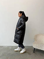 Пальто стеганое с капюшоном и накладными карманами в разных цветах, силикон 250, рукава 200.