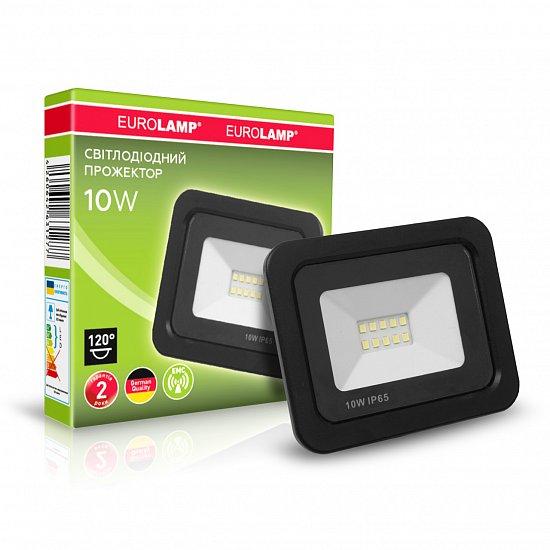 Світлодіодний прожектор EUROLAMP LED SMD з радіатором NEW 10W 6000K (LED-FL-10/6(black))