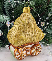 Телега із сіном — скляна ялинкова іграшка