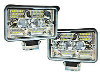 Прямоугольные LED фары, комплект 2шт 104W 12-24V (15,5см х 9см х 5см) (ближний + дальний + желтый свет)