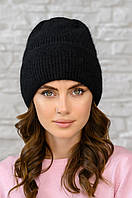 Вязаная шапка женская теплая с ангоры черные