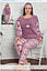 Пижама женская флис Большого размера батал Розовая XL;2XL;3xl;4xl, фото 6